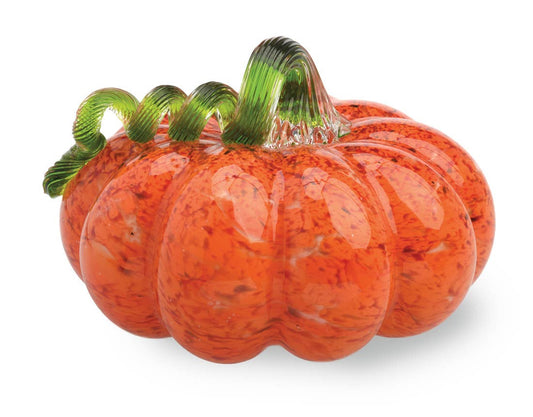 Glass Pumpkin - Small, Orange With Green Stem