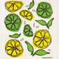 Lemon Lime on White Swedish Dishcloth
