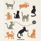 Cats on White Swedish Dishcloth