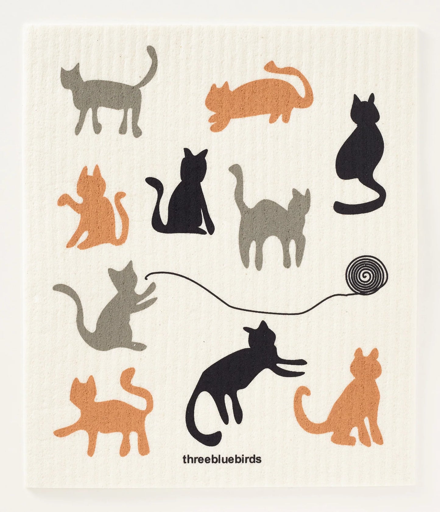 Cats on White Swedish Dishcloth