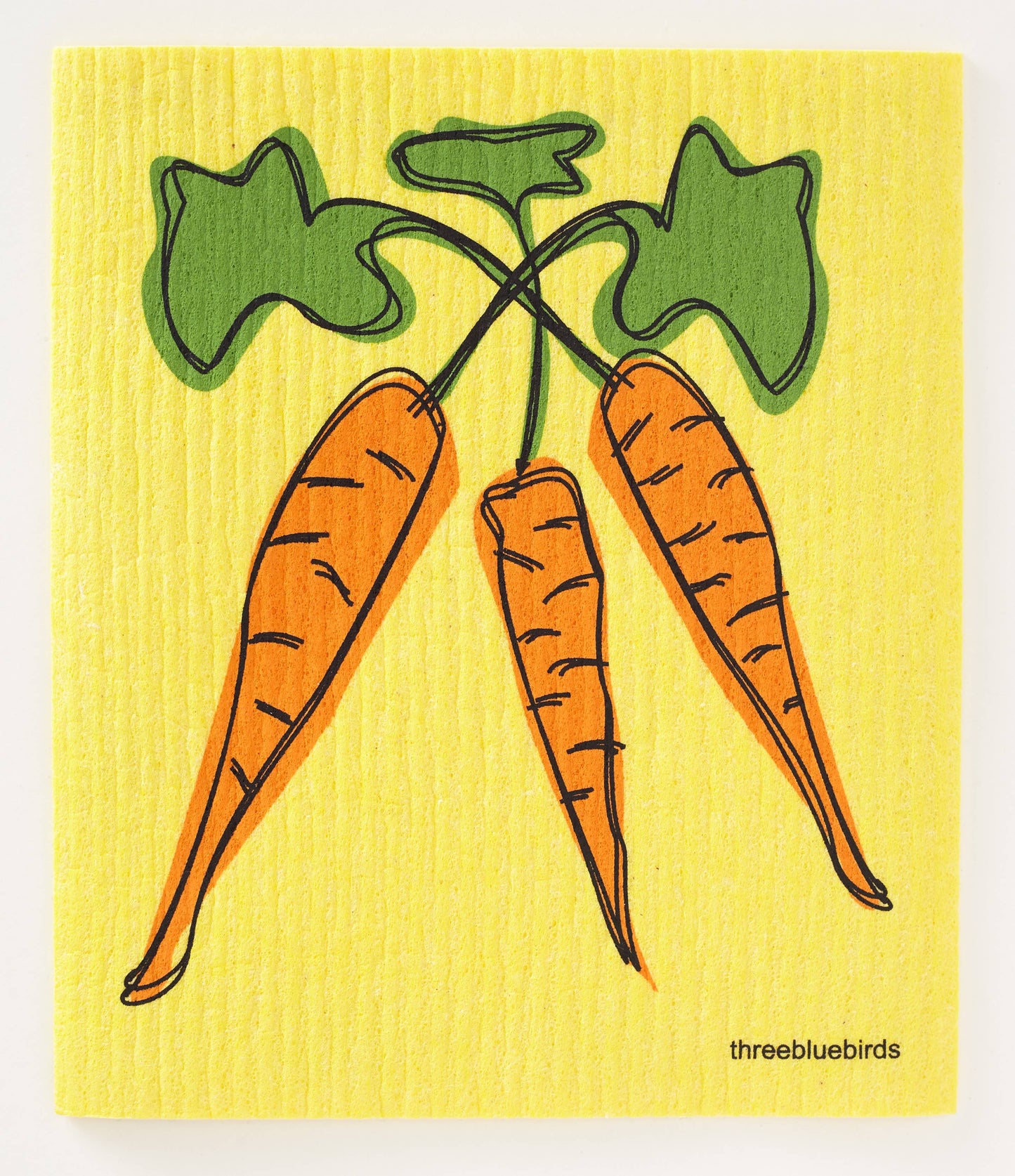 Carrots on Yellow Swedish Dishcloth