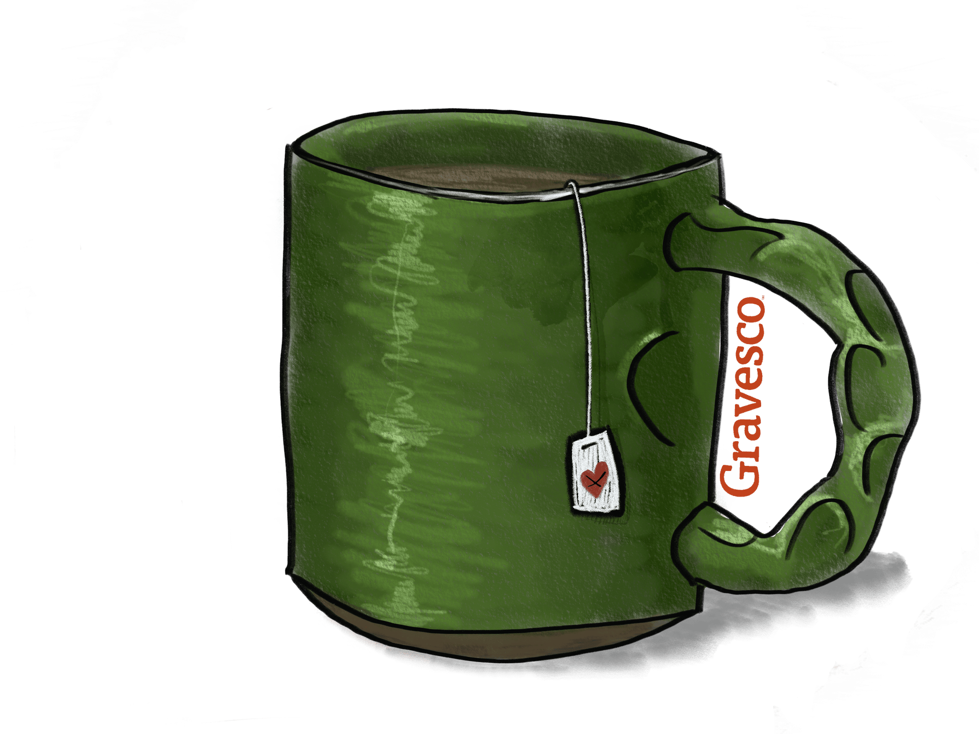 Green Signature Mug 3 inch vinyl sticker Gravesco 